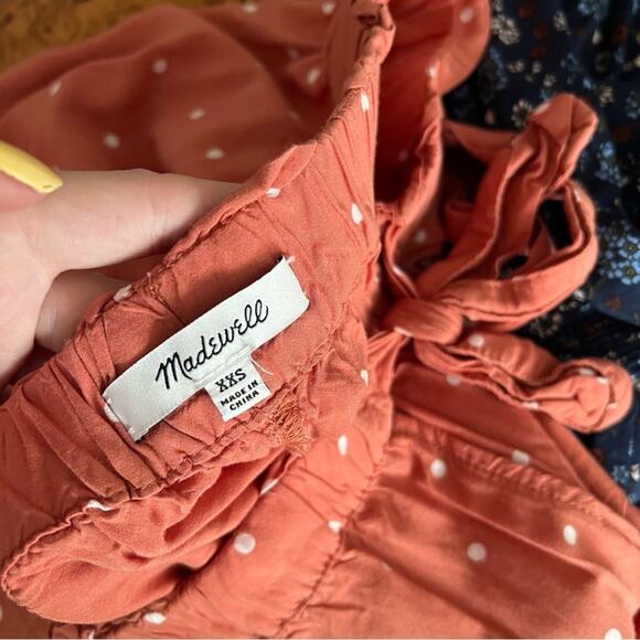 Madewell Drapey Orange Pull-On Shorts in Polka Dot - Picture 9 of 9